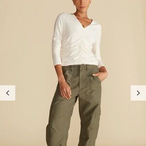 White Ruched Long Sleeve Top